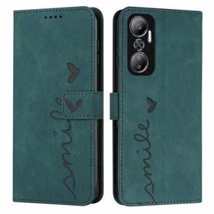 For Infinix Hot 20 4G Skin Feel Heart Pattern Leather Phone Case(Green)
