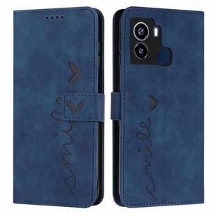 For Tecno Pop 6 Skin Feel Heart Pattern Leather Phone Case(Blue)