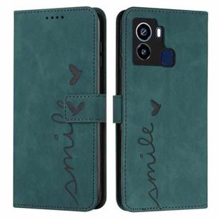 For Tecno Pop 6 Skin Feel Heart Pattern Leather Phone Case(Green)