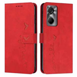For Tecno Pop 6 Pro Skin Feel Heart Pattern Leather Phone Case(Red)