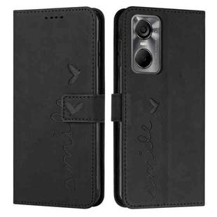 For Tecno Pop 6 Pro Skin Feel Heart Pattern Leather Phone Case(Black)