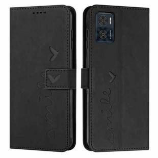 For Motorola Moto E22 / E22i Skin Feel Heart Pattern Leather Phone Case(Black)