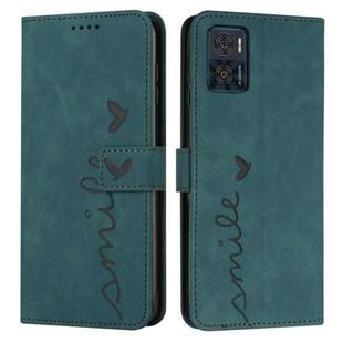 For Motorola Moto E22 / E22i Skin Feel Heart Pattern Leather Phone Case(Green)