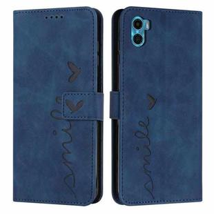 For Motorola Moto E22s 4G Skin Feel Heart Pattern Leather Phone Case(Blue)