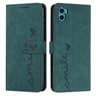 For Motorola Moto E22s 4G Skin Feel Heart Pattern Leather Phone Case(Green)