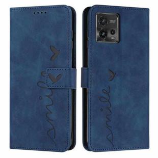 For Motorola Moto G72 Skin Feel Heart Pattern Leather Phone Case(Blue)