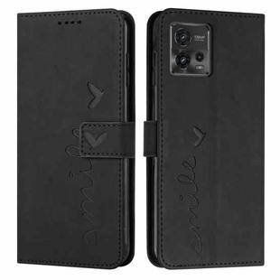 For Motorola Moto G72 Skin Feel Heart Pattern Leather Phone Case(Black)