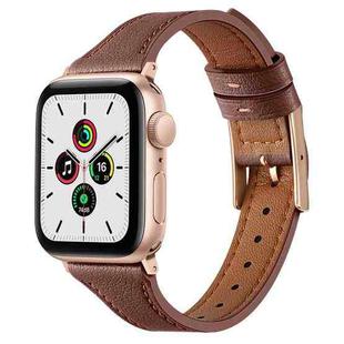 Genuine Leather Breathable Watch Band For Apple Watch Series 8&7 45mm / SE 2&6&SE&5&4 44mm / 3&2&1 42mm(Brown)