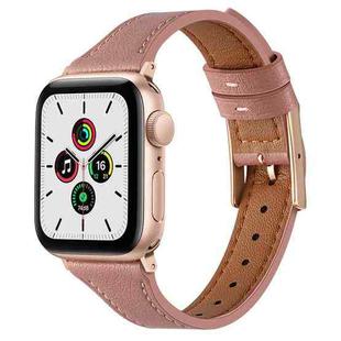 Genuine Leather Breathable Watch Band For Apple Watch Series 8&7 45mm / SE 2&6&SE&5&4 44mm / 3&2&1 42mm(Dark Pink)