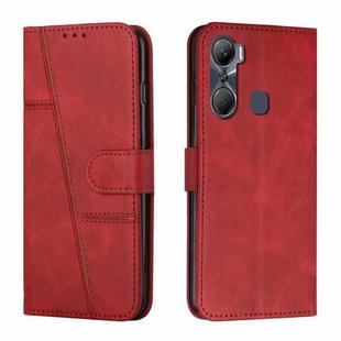 For Infinix Hot 12 Pro Stitching Calf Texture Buckle Leather Phone Case(Red)