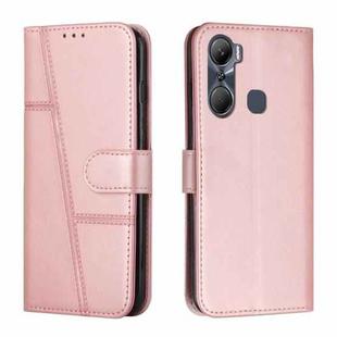 For Infinix Hot 12 Pro Stitching Calf Texture Buckle Leather Phone Case(Rose Gold)