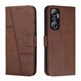 For Infinix Hot 20 4G Stitching Calf Texture Buckle Leather Phone Case(Brown)