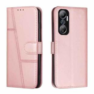 For Infinix Hot 20 4G Stitching Calf Texture Buckle Leather Phone Case(Rose Gold)