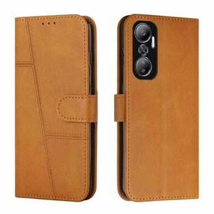For Infinix Hot 20 4G Stitching Calf Texture Buckle Leather Phone Case(Yellow)