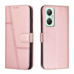 For Infinix Hot 20 5G Stitching Calf Texture Buckle Leather Phone Case(Rose Gold)