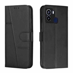 For Tecno Pop 6 Stitching Calf Texture Buckle Leather Phone Case(Black)