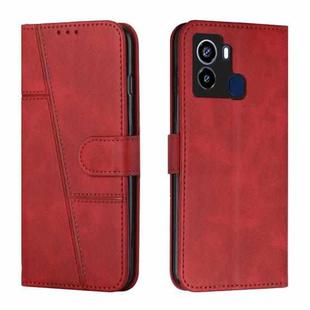 For Tecno Pop 6 Stitching Calf Texture Buckle Leather Phone Case(Red)