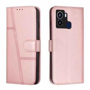For Tecno Pop 6 Stitching Calf Texture Buckle Leather Phone Case(Rose Gold)