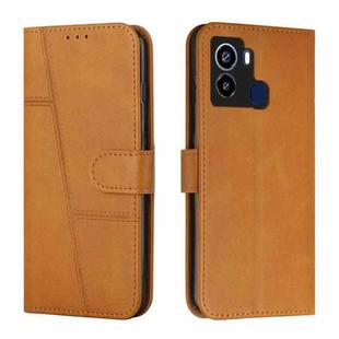 For Tecno Pop 6 Stitching Calf Texture Buckle Leather Phone Case(Yellow)