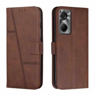 For Tecno Pop 6 Pro Stitching Calf Texture Buckle Leather Phone Case(Brown)