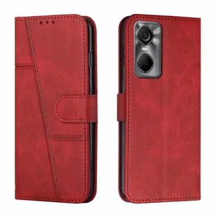 For Tecno Pop 6 Pro Stitching Calf Texture Buckle Leather Phone Case(Red)