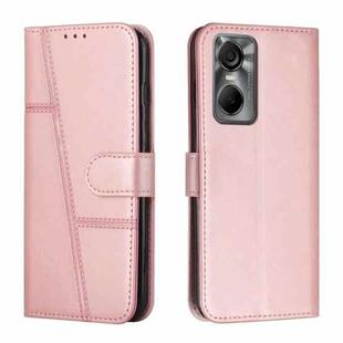 For Tecno Pop 6 Pro Stitching Calf Texture Buckle Leather Phone Case(Rose Gold)