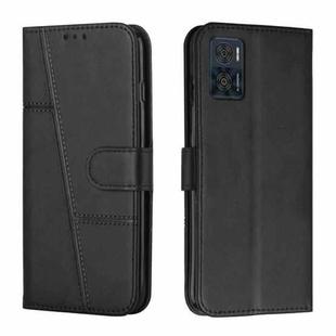 For Motorola Moto E22 / E22i Stitching Calf Texture Buckle Leather Phone Case(Black)