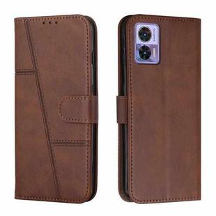 For Motorola Edge 30 Neo / Edge 30 Lite Stitching Calf Texture Buckle Leather Phone Case(Brown)