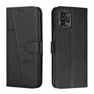 For Motorola Moto G72 Stitching Calf Texture Buckle Leather Phone Case(Black)