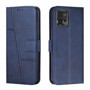For Motorola Moto G72 Stitching Calf Texture Buckle Leather Phone Case(Blue)