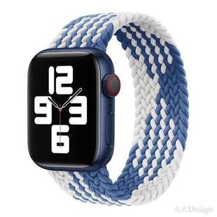 Nylon Single-turn Braided Watch Band For Apple Watch Ultra 49mm / Series 8&7 45mm / SE 2&6&SE&5&4 44mm / 3&2&1 42mm, Length:135mm(Z Blue White)