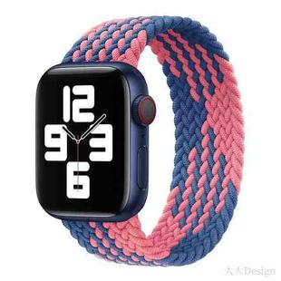 Nylon Single-turn Braided Watch Band For Apple Watch Ultra 49mm / Series 8&7 45mm / SE 2&6&SE&5&4 44mm / 3&2&1 42mm, Length:135mm(W Blue Pink)