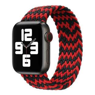 Nylon Single-turn Braided Watch Band For Apple Watch Ultra 49mm / Series 8&7 45mm / SE 2&6&SE&5&4 44mm / 3&2&1 42mm, Length:145mm(W Black Red)