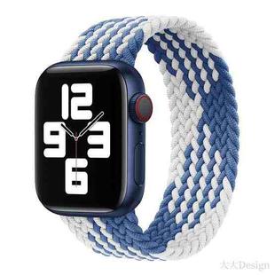 Nylon Single-turn Braided Watch Band For Apple Watch Ultra 49mm / Series 8&7 45mm / SE 2&6&SE&5&4 44mm / 3&2&1 42mm, Length:145mm(Z Blue White)