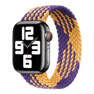 Nylon Single-turn Braided Watch Band For Apple Watch Ultra 49mm / Series 8&7 45mm / SE 2&6&SE&5&4 44mm / 3&2&1 42mm, Length:145mm (Purple Gold)