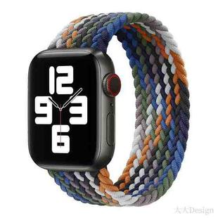 Nylon Single-turn Braided Watch Band For Apple Watch Ultra 49mm / Series 8&7 45mm / SE 2&6&SE&5&4 44mm / 3&2&1 42mm, Length:155mm(Denim Colorful)
