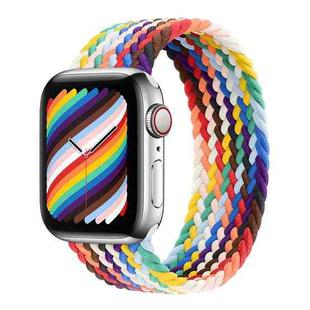 Nylon Single-turn Braided Watch Band For Apple Watch Ultra 49mm / Series 8&7 45mm / SE 2&6&SE&5&4 44mm / 3&2&1 42mm, Length:165mm (Rainbow)