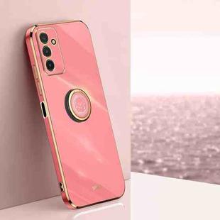 For Samsung Galaxy F13 4G XINLI Straight Edge 6D Electroplate TPU Phone Case with Ring Holder(Hawthorn Red)
