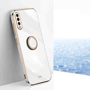 For Samsung Galaxy A50 XINLI Straight Edge 6D Electroplate TPU Phone Case with Ring Holder(White)