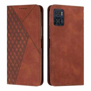 For Motorola Moto E22 / E22i Diamond Pattern Skin Feel Magnetic Leather Phone Case(Brown)
