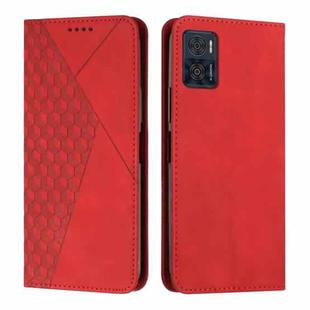 For Motorola Moto E22 / E22i Diamond Pattern Skin Feel Magnetic Leather Phone Case(Red)