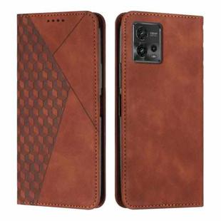 For Motorola Moto G72 Diamond Pattern Skin Feel Magnetic Leather Phone Case(Brown)