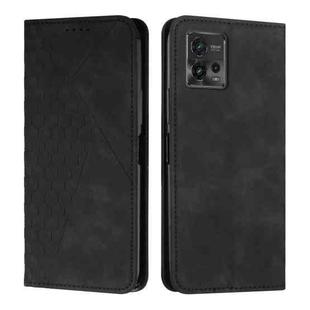 For Motorola Moto G72 Diamond Pattern Skin Feel Magnetic Leather Phone Case(Black)