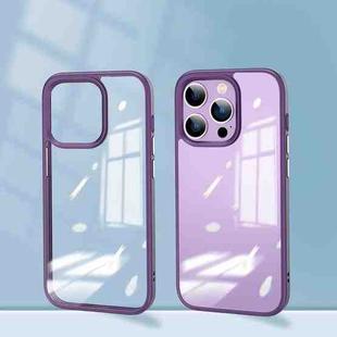 For iPhone 14 Pro Mirror Transparent TPU + PC Phone Case(Purple)