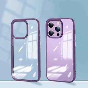 For iPhone 14 Pro Max Mirror Transparent TPU + PC Phone Case(Purple)