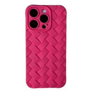 For iPhone 14 Pro Max Vintage Braided Texture Skin Phone Case(Rose Red)