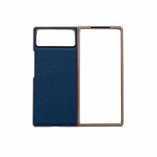 For Xiaomi Mix Fold 2 Nano Electroplating Genuine Leather Phone Case(Blue)