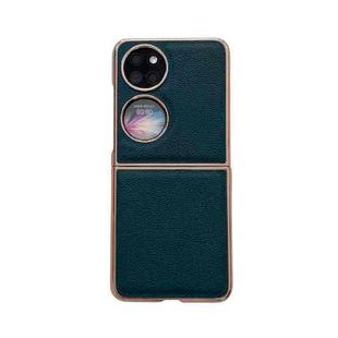 For Huawei P50 Pocket Nano Electroplating Genuine Leather Phone Case(Green)