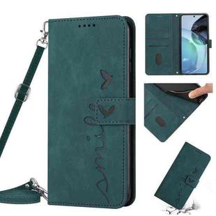 For Motorola Edge 30 Neo / Edge 30 Lite Skin Feel Heart Pattern Leather Phone Case with Lanyard(Green)