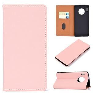 For Huawei Mate 30 Pro Solid Color Frosted Magnetic Horizontal Flip Leather Case with Card Slots & Holder(Pink)